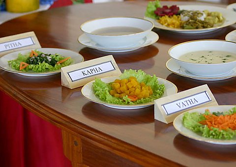 Die Zutaten für die ayurvedischen Mahlzeiten stammen größtenteils aus eigenem biologischem Anbau