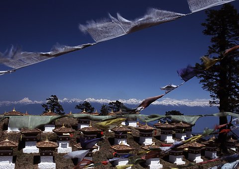 Der Dochu La Pass in Bhutan 