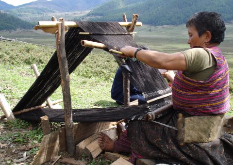 Traditionelles Weben von Stoffen