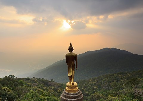 Buddha Statue genießt die Aussicht