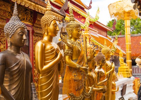 Statuen im Doi Suthe Tempel in Chiang Mai