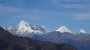 Der Blick vom CheleLa Pass auf die schneebedeckten Gipfel des Mont Jomolhari